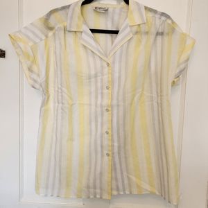 Vintage 70's Yellow & White striped blouse💛🤍